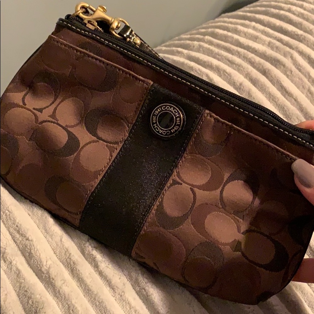 Small brown coach wristlet